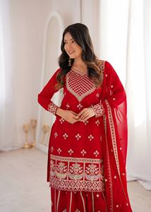 Nouvel ensemble haut en soie, palazzo et dupatta de créateur pour Diwali et les mariages – Infroissable, réversible, nouveau design 2026 - Product Image 4