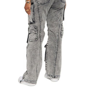 Nouvelle Arrivée OEM Personnalisé Respirant Écologique Solide Été Vintage Coupe Classique Grande Taille Coton Cargo Baggy Jean Denim Femme - Product Image 4
