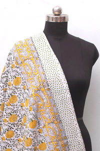 Hand Block Print Cotton Beach <b>Sarong</b> Yellow Floral Pareo Lightweight Summer Wrap Scarf Cover Up. - Product Image 2