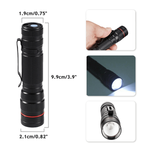 Set di 2 Torce LED Ricaricabili USB 1000 Lumen con Messa a Fuoco Regolabile 3 Modalità Nere Mini Torce LED con Cavo USB e Mini Scatola per - Product Image 2