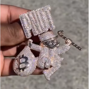 Collar con Colgante de Bolsa de Dinero para Hombre, con Piedras de Moissanita de Alta Calidad, Estilo Hip Hop, Joyería Brillante - Product Image 1