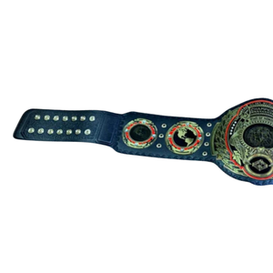 Ceinture de championnat de lutte mondiale plaquée argent avec design rouge et noir, sangle bleue, ceintures de titre de collection haut de gamme - Product Image 3