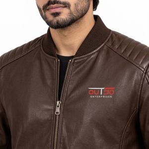 Veste en cuir pour homme, style décontracté, avec fermeture éclair sur le devant et col montant, prix bas, meilleur design, cuir d'agneau de haute qualité - Product Image 5