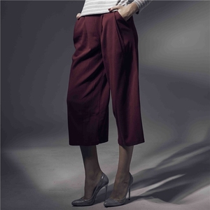 Pantalon extensible taille élastique bas rouge ODM pour femmes dames - Product Image 1