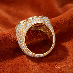 Mens Gold Tone Clover <b>Ring</b> <b>Iced</b> Hip Hop Statement <b>Ring</b> Luxury Fashion Jewelry for Men - Product Image 4