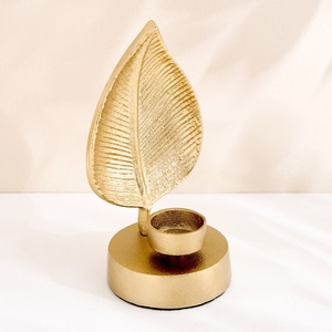 Elegant Golden Leaf <b>Tea</b> Light Holder Artisan Metal Candle <b>Stand</b> High Quality For Modern Table Decor Weddings & Luxury Gifting - Product Image 2