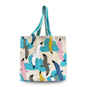 Printed Cotton Canvas Tote Bag | Seagull Bird Design Shoulder Bag | Eco Friendly Reusable Beach Travel Carry Bag Stylish Tote - Product Image 3