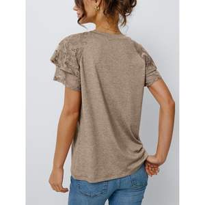 2025 2025 femmes mignon t-shirts Blouse basique t-shirt à manches courtes haut d'été dentelle habillé décontracté affaires body - Product Image 1