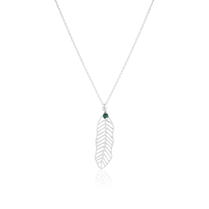 Collier en argent sterling 925 avec pendentif feuille squelette |   Pendentif botanique ajouré avec perle de pierre précieuse naturelle - Product Image 2