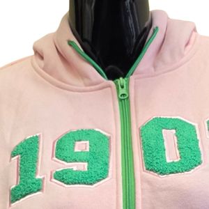 Women Pink <b>Zip</b> Up Hoodie Chenille Letter Graphic Casual Sweatshirt Jacket Long Sleeve Fashion Daily Wear Comfortable Stylish - Product Image 4