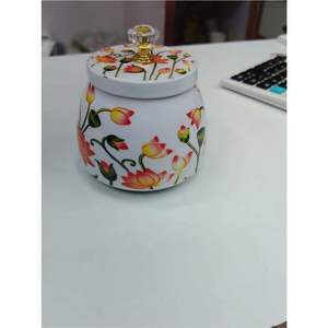 Ensemble de 4 pots élégants pour fruits secs, finition cuivre, avec bouton décoratif floral, boîte à épices et noix en métal artisanal de qualité supérieure avec poignée en corbeille - Product Image 4