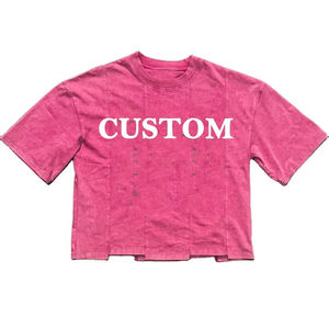 Customized Drop Shoulder Oversized Distressed Acid Washed Boxy Fit T-<b>shirt</b> Hip Hop <b>Patchwork</b> Mens t <b>Shirts</b> - Product Image 4