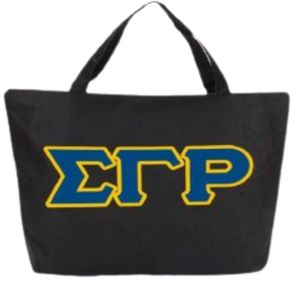 กระเป๋าโท้ทสะพายไหล่ลายตัวอักษร Black Sigma Gamma Rho Sorority กระเป๋าผ้าแคนวาสสำหรับผู้หญิง จุของได้เยอะ เหมาะสำหรับใช้ในมหาวิทยาลัยและช้อปปิ้ง - Product Image 1