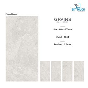 Carrelage en porcelaine Polvyn Blanco GHR 600x1200mm, finition mate, imitation pierre, pour murs et sols intérieurs, résistant aux acides, antibactérien, antidérapant - Product Image 2