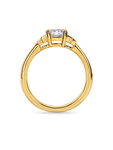 Anillo de compromiso Art Deco de cinco piedras con corte esmeralda y un diamante central de 1+ quilates cultivado en laboratorio en oro amarillo, blanco, rosa y platino de 18 quilates. - Product Image 3