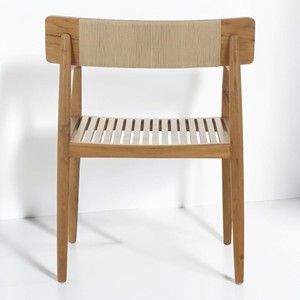Fauteuil de jardin en teck massif de qualité supérieure, résistant aux intempéries, avec dossier en corde, pour hôtel, complexe hôtelier et restaurant - Product Image 3