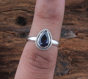 Anillo de Dedo de Iolita Hecho a Mano al por Mayor para Mujer, Anillo de Piedras Preciosas Apilable de Estilo Bohemio de Moda, Anillo Único de Zafiro de Agua - Product Image 3