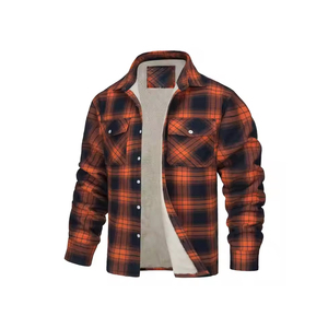 Mens Long Sleeve Stand Collar Plaid <b>Flannel</b> <b>Jacket</b> Soft Warm Comfortable Stylish Button up for Outdoor Office Everyday Wear - Product Image 4