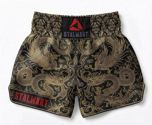 กางเกงมวยไทย MMA แบบสั่งทำพิเศษ STALWART IMPEX สีแดงดำ ลายมังกร ยืดหยุ่นสูง แห้งเร็ว ทนทาน เป็นมิตรกับสิ่งแวดล้อม ผลิตจากโพลีเอสเตอร์ - Product Image 6