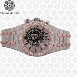 Reloj de Lujo para Hombre Charm Jewells, de Acero Inoxidable, 40 mm, Analógico, Mecánico, Cronógrafo, Cristal de Zafiro, Detalles de Diamantes, 10 Bar - Product Image 1