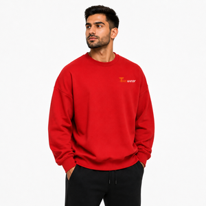 <b>Mens</b> Minimalist Basic Oversized Sweatshirts soft cotton blend fleece Crew Neck <b>Long</b> <b>Sleeve</b> Pullover <b>Top</b> clean oversized - Product Image 2