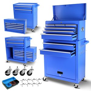 Carrello Portautensili Grande Smontabile con 8 Cassetti, Armadietto Portautensili Mobile con Ruote per Officina, Carrello Contenitore con Chiusura di Sicurezza per Attrezzi - Product Image 1