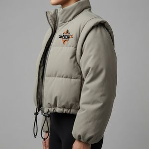 Vestes matelassées personnalisées pour fabricants, style streetwear, à capuche, en nylon imperméable, chaudes, respirantes, coupe-vent, pour l'automne - Product Image 2