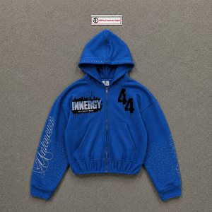 เสื้อฮู้ดดี้สีน้ำเงินพรีเมียม ทรงโอเวอร์ไซส์ พิมพ์ลายแบบซับลิเมชั่น มีกระเป๋า สวมใส่สบายๆ ในฤดูหนาว ใช้ได้ทุกวัน เสื้อผ้าทันสมัย คุณภาพสูง 100% - Product Image 5