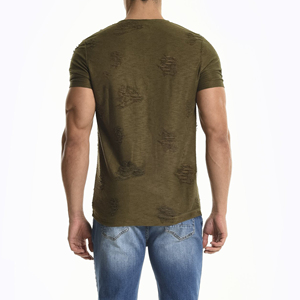 T-shirt décontracté pour homme, coupe classique, col rond, manches courtes, en toile écologique, épaules tombantes, confortable, 100% coton - Product Image 4