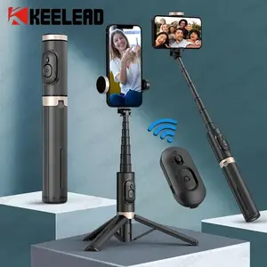 KEELEAD tongkat swafoto, tongkat Selfie Bluetooth tanpa kabel, Tripod Monopod dapat diperpanjang dengan Remote untuk ponsel Huawei iPhone Xiaomi Live