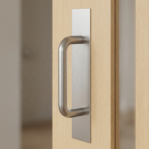 Poignée de porte en laiton de style classique avec plaque arrière, finition nickel satiné, pour usage domestique, salle de bain, chambre et salon - Product Image 3