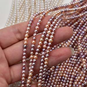 Collar de Perlas de Agua Dulce Blancas Casi Redondas de 3-4 mm, Cadena para Clavícula, Cuentas Semiterminadas para Joyería DIY, Cuentas Sueltas - Product Image 4