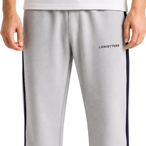 Men's Grey Fleece Sweatpants Straight Leg Casual <b>Trousers</b> <b>Elastic</b> <b>Waist</b> Drawstring Pants Custom Logo Sportswear OEM - Product Image 3