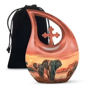 Mammoth Tribute Urna conmemorativa de veneración anticuada para cenizas humanas Hermosa urna de cremación cruzada con lágrima con bolsa de terciopelo gratis - Product Image 2