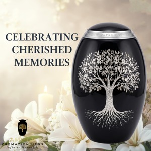 โกศบรรจุอัฐิสำหรับผู้ใหญ่ รุ่น Tree Life สีน้ำเงิน ทำจากอะลูมิเนียม ขนาด 10 นิ้ว ความจุ 220 คิวบิกอินช์ เป็นมิตรกับสิ่งแวดล้อม ทนทาน - Product Image 3