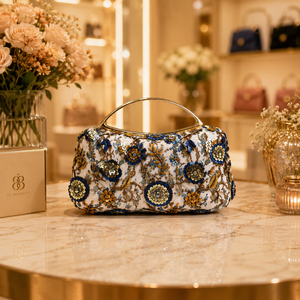 Bolso de mano con estampado floral y bordado para mujer, cartera de fiesta con cuentas de diseñador, bolso de boda, bolso de moda nupcial - Product Image 3