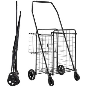 Carrello Pieghevole a Doppio Cestello per la Spesa con Ruote e Rivestimento Impermeabile, Capacità di Carico 45 kg, Grande Carrello per la Spesa - Product Image 1