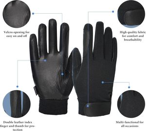 Genuine Goatskin Palm, Double-Layer Leather Fingers, <b>Hook</b> & Loop Wrist - Ideal for Horse Riding, <b>Boating</b>, Gardening - Product Image 2