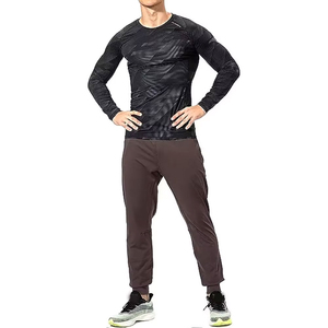 Men's Brown Cotton Sweatpants <b>Elastic</b> <b>Waist</b> Casual Joggers With Pockets Midweight Knitted Fabric Men <b>Trouser</b> men's pants - Product Image 4