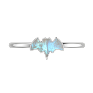 Bague classique en argent sterling 925 avec serti clos, zircon naturel en forme de chauve-souris, empilable, pour mariage et anniversaire, lot de 12, parfait - Product Image 2