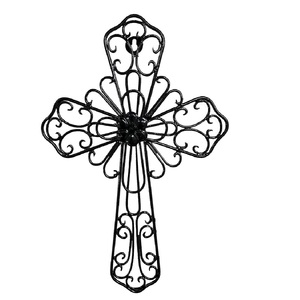 Black Metal <b>Wall</b> Cross <b>Decor</b> Rustic Living Room <b>Wall</b> Art Elegant Indoor Outdoor Crucifix <b>Hanging</b> Decoration - Product Image 1