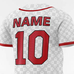 Baseball Jersey White Red <b>Checkered</b> Pattern Short Sleeve Button Front Moisture Wicking Unisex Adult Sport Wear Baseball Jersey - Product Image 6