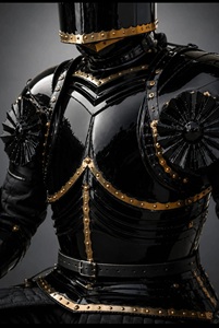 Traje de armadura samurái negro y dorado, disfraz de caballero medieval con alas, acero de cuerpo entero, sadaf riyaz - Product Image 3