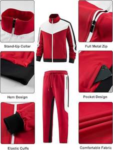 Ensemble de survêtement pour homme en coton 100% brodé, style hip-hop, automne, 2 pièces, veste à fermeture éclair intégrale à manches longues et pantalon de survêtement, tenue de sport - Product Image 5