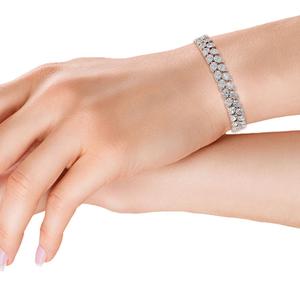 Magnifique bracelet tennis double rangée en or rose avec diamants de laboratoire taille poire de 22,87 carats au total - Product Image 1