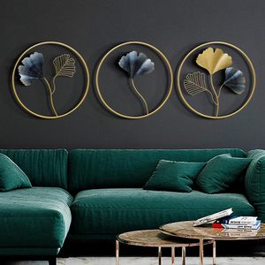 Ginkgo <b>Leaf</b> Metal <b>Wall</b> Sculptures | Set of 3 | Elegant <b>Wall</b> Hanging for Living Room Bedroom Dining Room Office Restaurant - Product Image 4