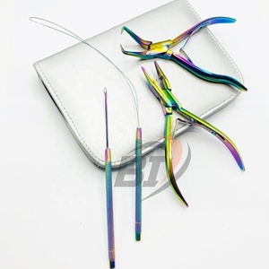 Boucle Plasma arc-en-ciel pince d'ouverture Microlink durable élégant matériel en acier Logo personnalisé Kit d'outils d'extension de cheveux Durable - Product Image 1