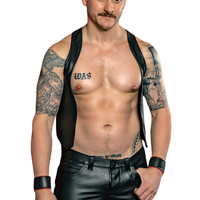Chemise en flanelle de coton sans manches pour homme, noire, col montant formel