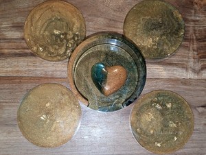 Trending Handmade Epoxy Resin Square & Round Tea Coffee <b>Coasters</b> with Stand | <b>Heat</b> Resistant Luxury Style - Product Image 5