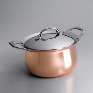 Elegante Olla de Cobre para Servir con Tapa y Asas de Latón, Cacerola de Cobre Martillado Hecha a Mano para Uso en Cocina de Hotel - Product Image 1